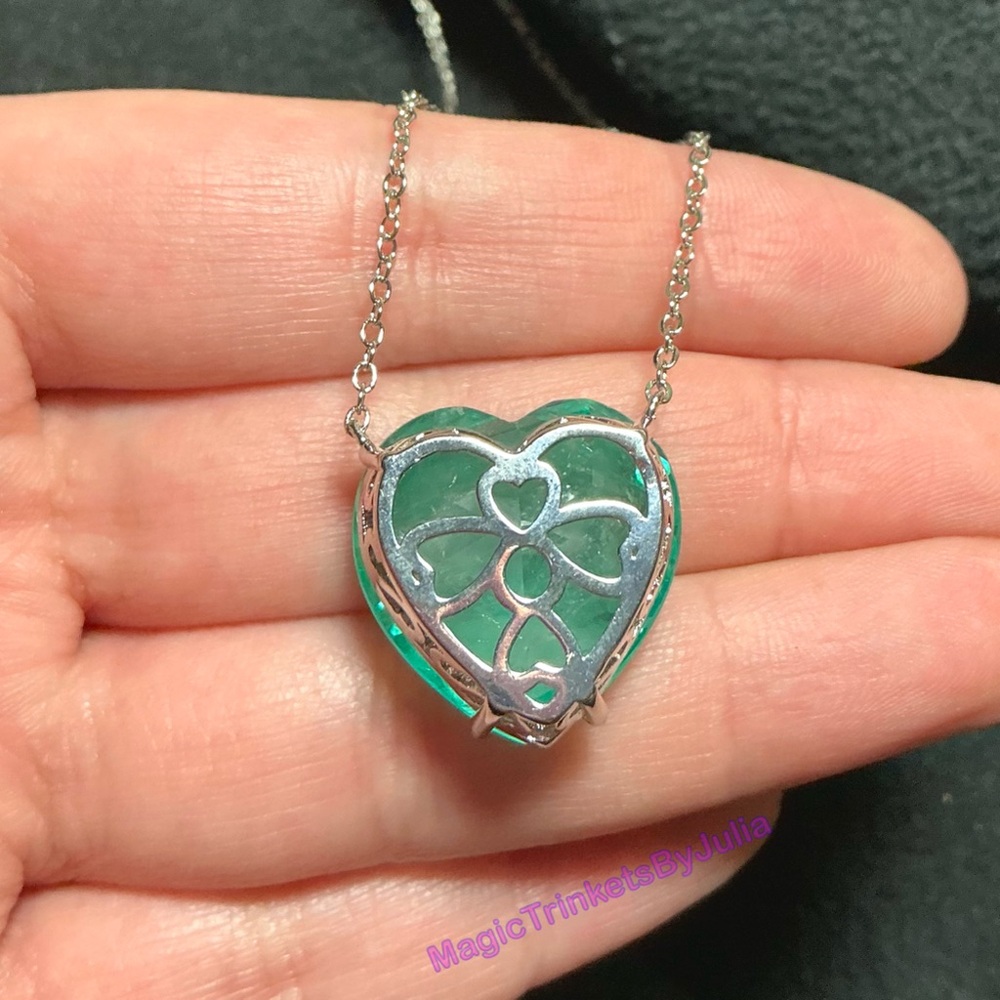 Paraiba Tourmaline Pendant 925 Sterling Silver Necklace Tourmaline Heart Pendant - Picture 3 of 7